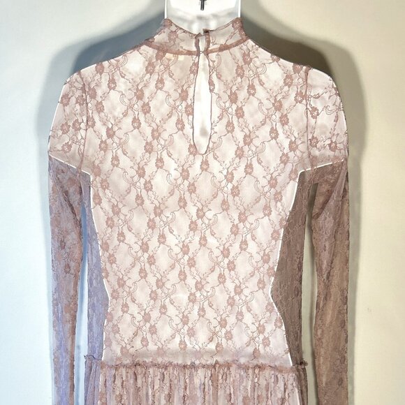 Intimately Free People SZS Lilac Lace Sheer Dress Layering Boho Fairy Romantic - Picture 5 of 9